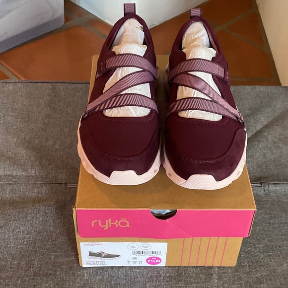 Ryka Maroon Sneakers with Light Pink Straps - Picture 1 of 3